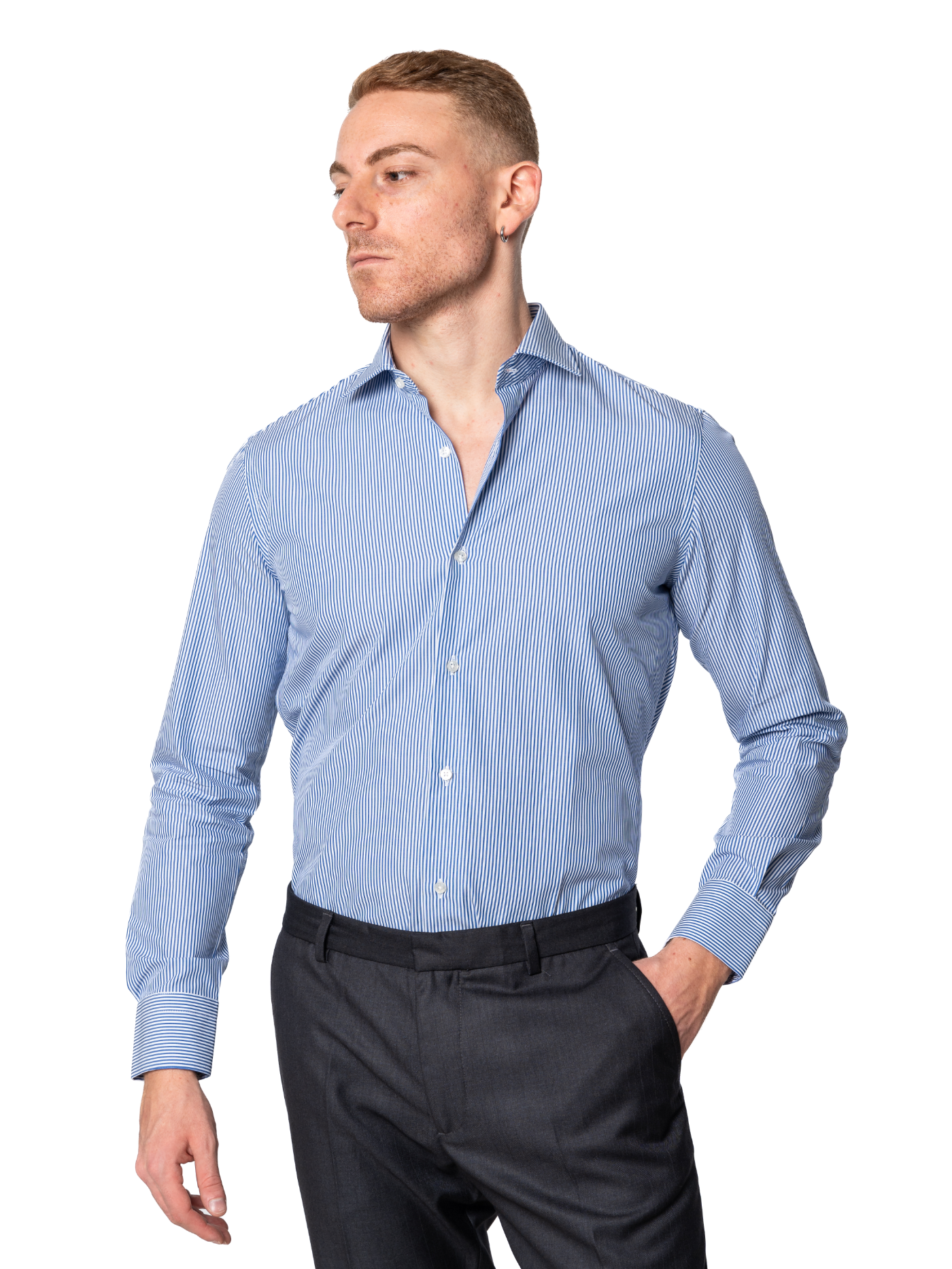 Camicia Fine rigo azzurro