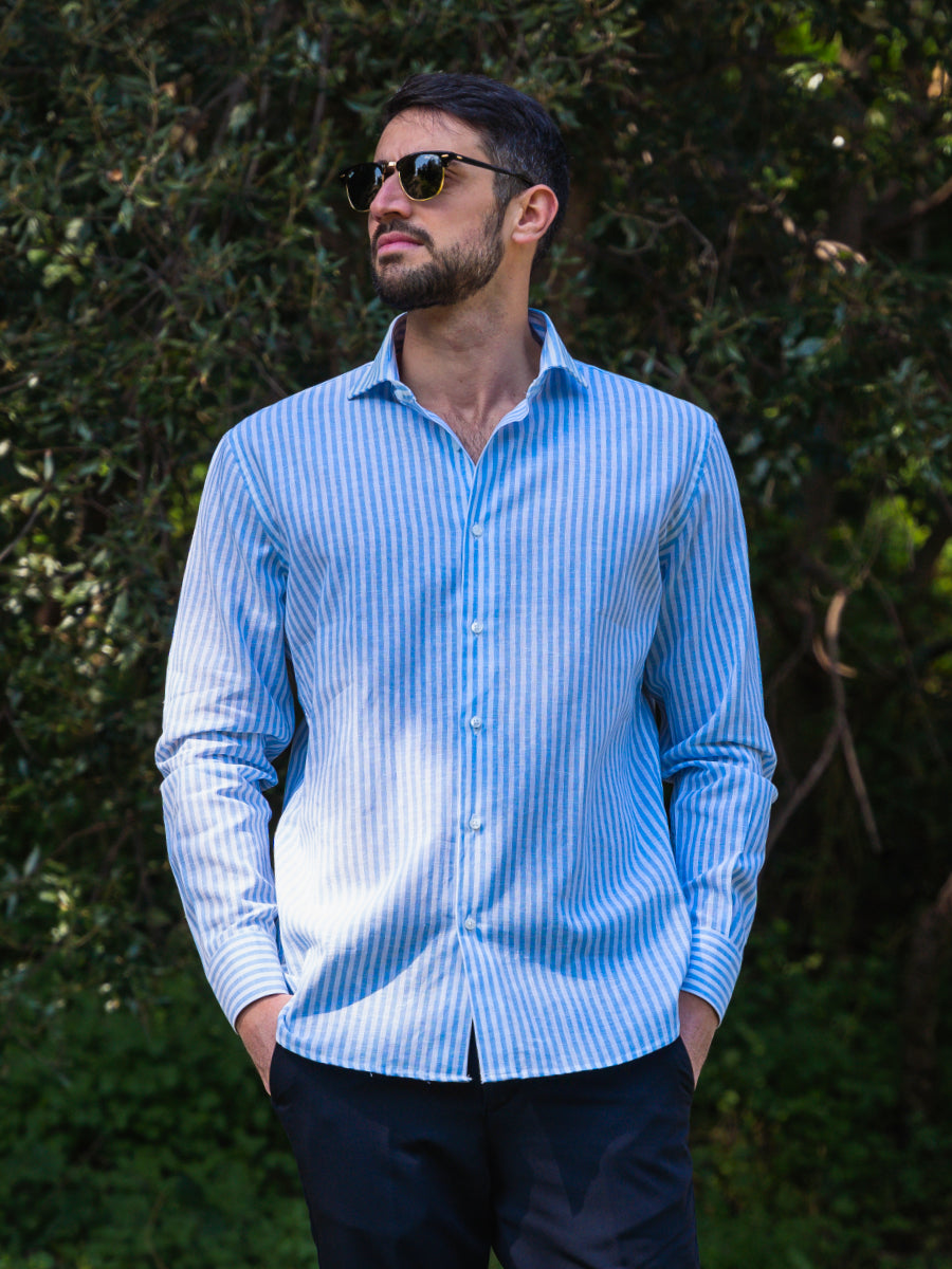 Camicia Maiori cielo - 100%