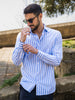 Camicia Cotton rigo largo azzurra